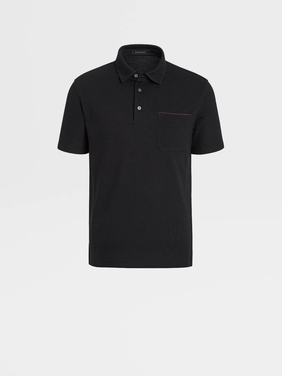 Black Cotton Short-sleeve Polo